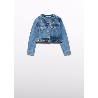 Jaqueta denim pérolas