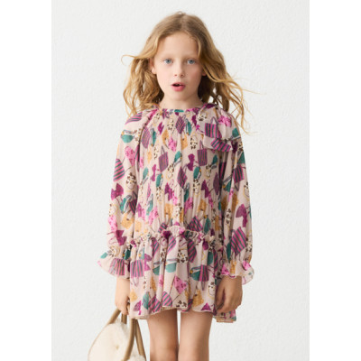 Vestido plissado estampado