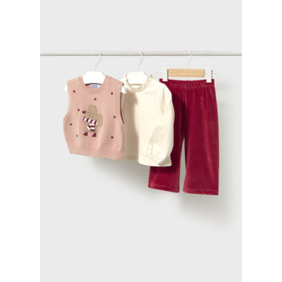 Conj. calça colete tricô