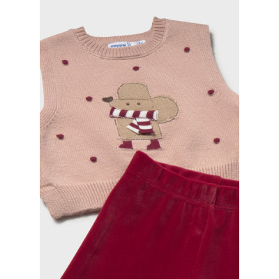 Conj. calça colete tricô