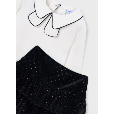 Conj. saia veludo strass