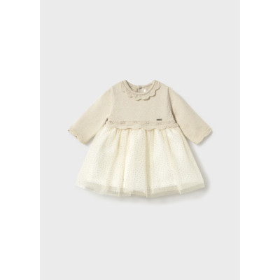 Vestido tricô e tule
