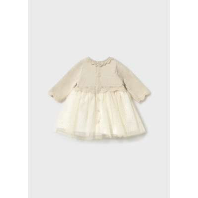 Vestido tricô e tule